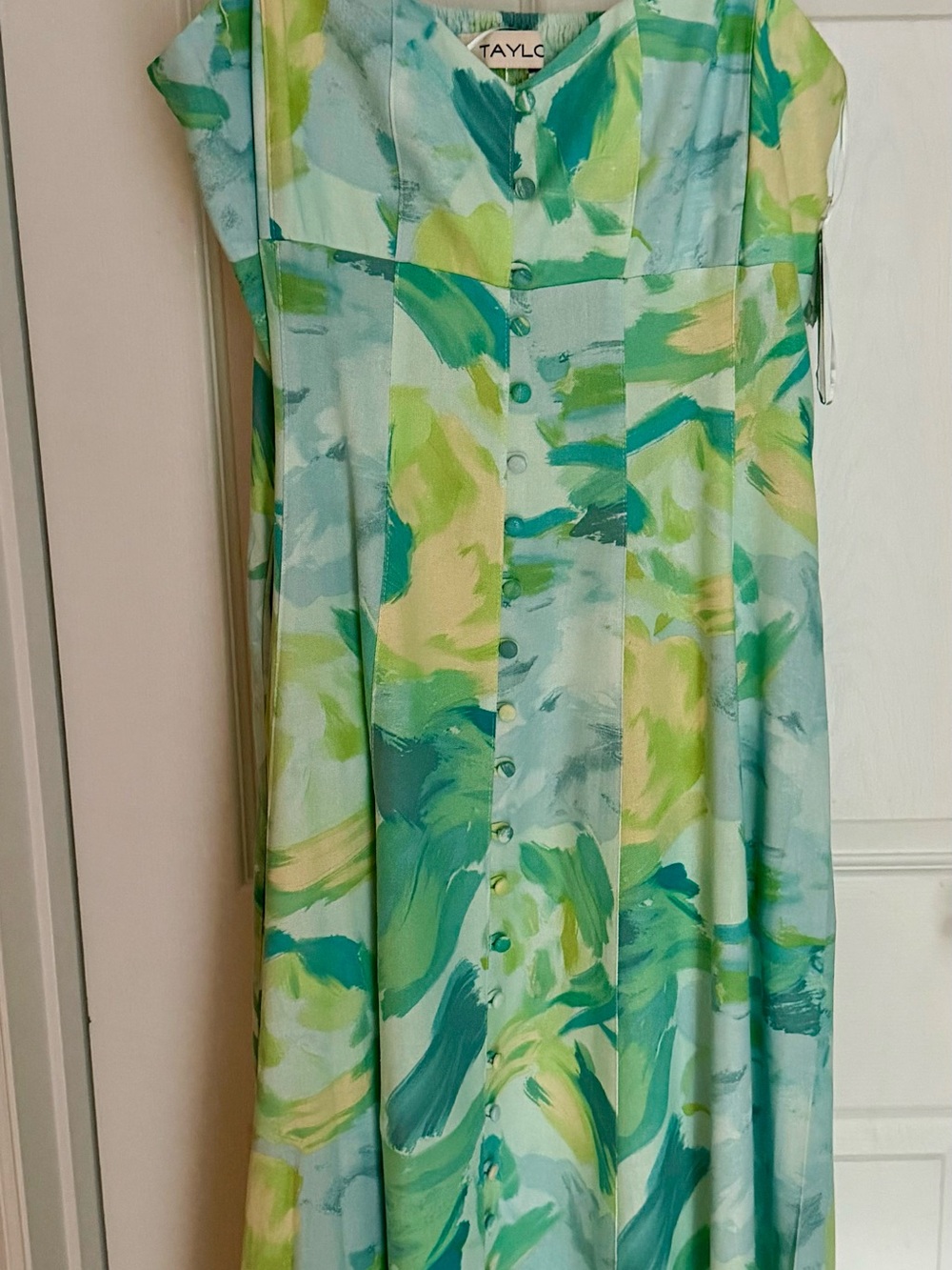 Taylor Green, Teal & Aqua Brushstroke Midi Dress